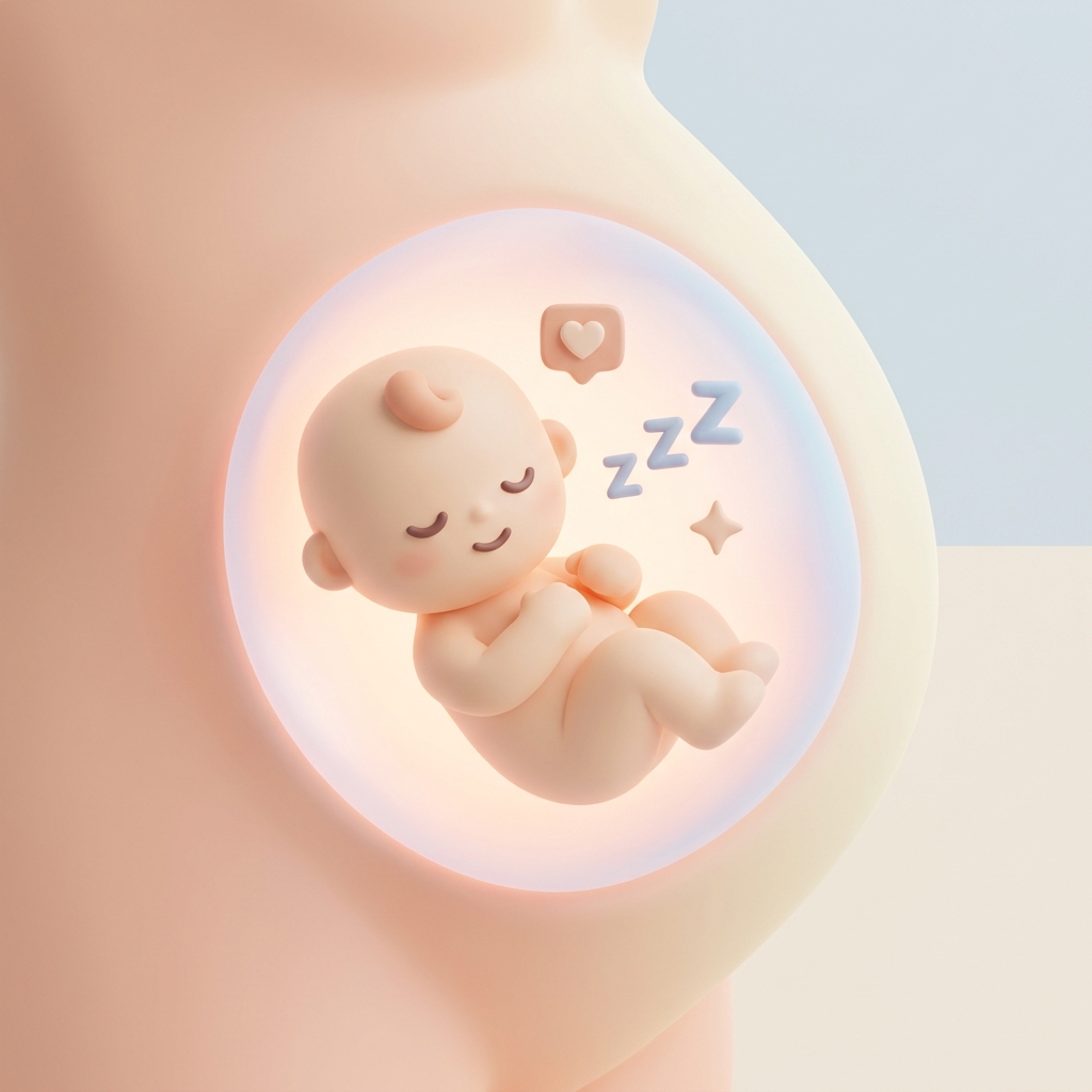 Baby in belly illustration